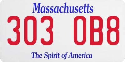 MA license plate 303OB8