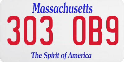 MA license plate 303OB9