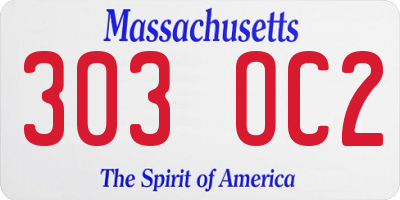 MA license plate 303OC2