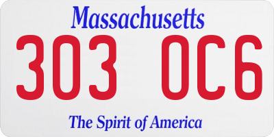 MA license plate 303OC6