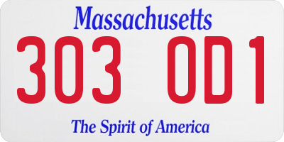MA license plate 303OD1