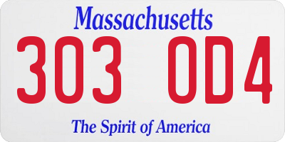 MA license plate 303OD4