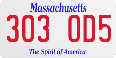 MA license plate 303OD5