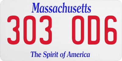MA license plate 303OD6