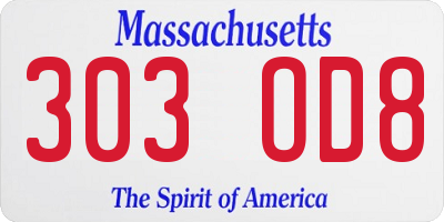 MA license plate 303OD8