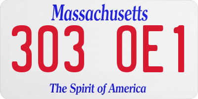 MA license plate 303OE1