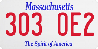 MA license plate 303OE2