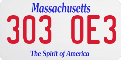 MA license plate 303OE3