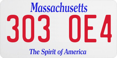 MA license plate 303OE4