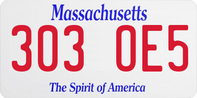 MA license plate 303OE5