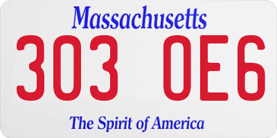 MA license plate 303OE6