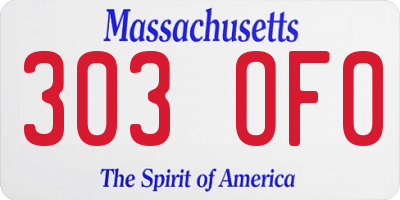 MA license plate 303OF0