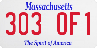 MA license plate 303OF1