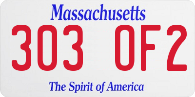 MA license plate 303OF2