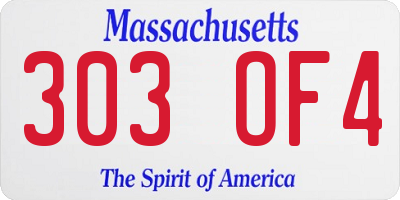 MA license plate 303OF4