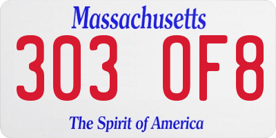 MA license plate 303OF8