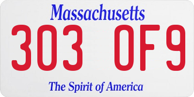 MA license plate 303OF9