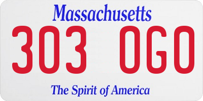 MA license plate 303OG0