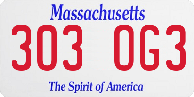 MA license plate 303OG3
