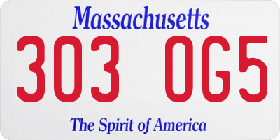 MA license plate 303OG5