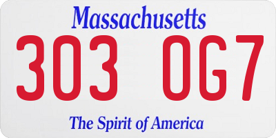 MA license plate 303OG7