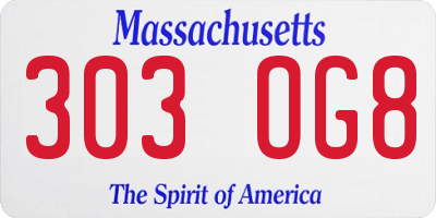 MA license plate 303OG8