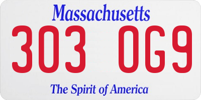 MA license plate 303OG9