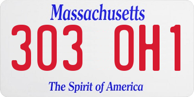 MA license plate 303OH1