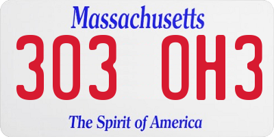 MA license plate 303OH3