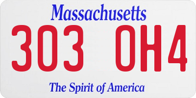 MA license plate 303OH4