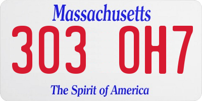 MA license plate 303OH7