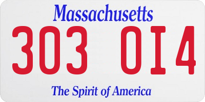 MA license plate 303OI4