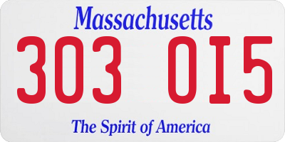 MA license plate 303OI5