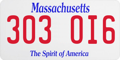 MA license plate 303OI6
