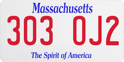 MA license plate 303OJ2