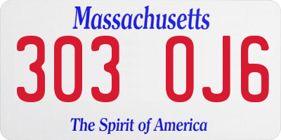MA license plate 303OJ6