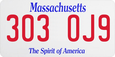 MA license plate 303OJ9