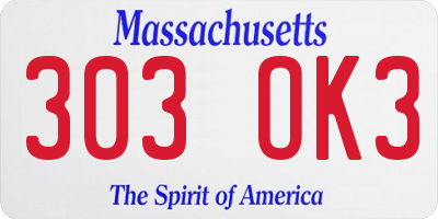 MA license plate 303OK3