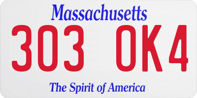 MA license plate 303OK4