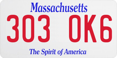 MA license plate 303OK6