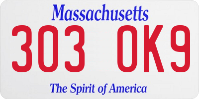 MA license plate 303OK9