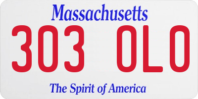 MA license plate 303OL0