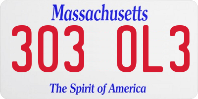 MA license plate 303OL3