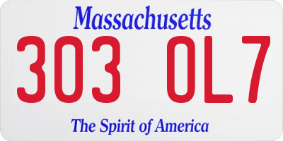 MA license plate 303OL7