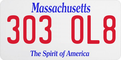 MA license plate 303OL8