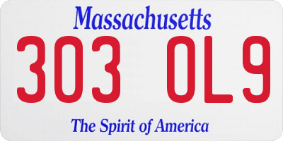 MA license plate 303OL9