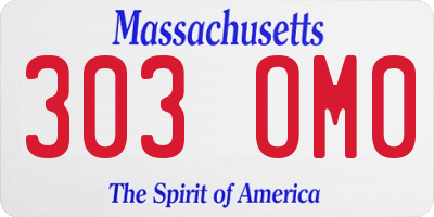 MA license plate 303OM0