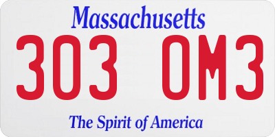 MA license plate 303OM3