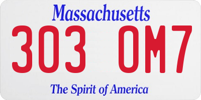 MA license plate 303OM7