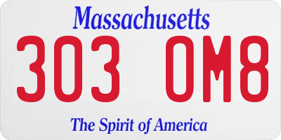 MA license plate 303OM8